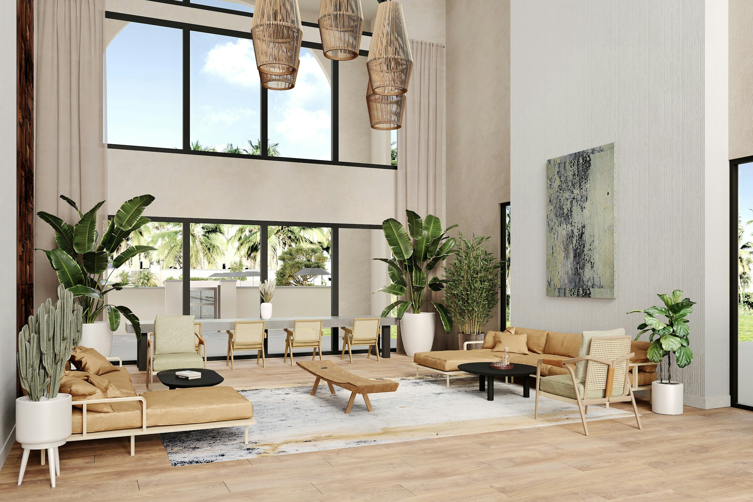 A spacious contemporary residence with warm natural materials